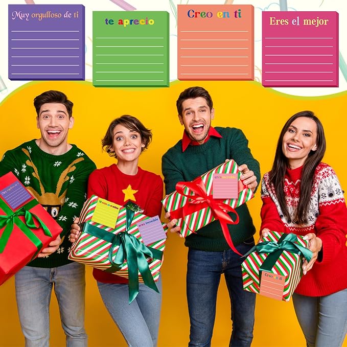 Yinder 24 Pcs Inspirational Sticky Notes with Lines Cute Motivational Sticky Notes Pad Employee Appreciation Gifts Bulk for Teacher Nurse Coworkers Office Supplies 3 x 3''(Spanish,Appreciation)