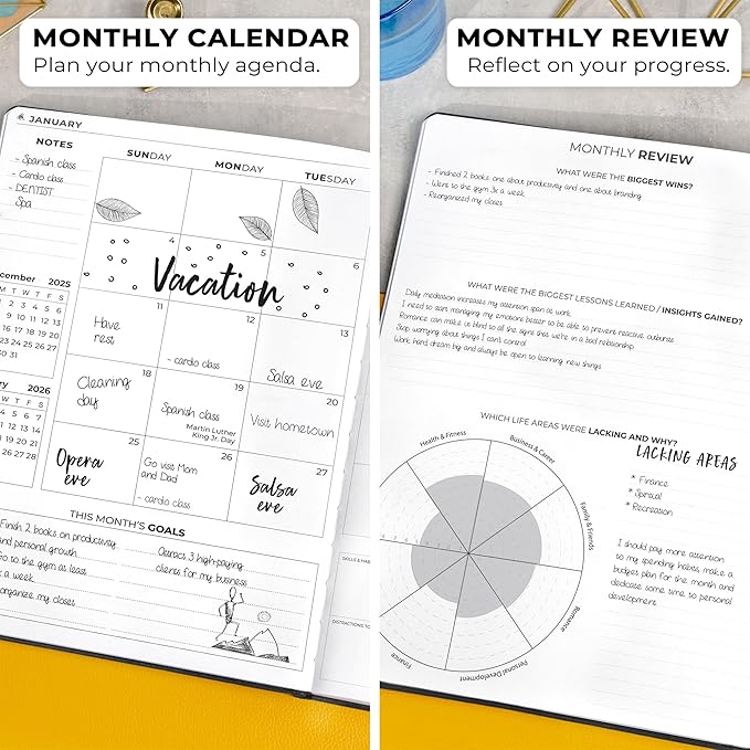 Clever Fox Planner PRO Premium Jan 2025-Jan 2026 – Luxurious Weekly, Monthly & Budget Agenda Organizer for Productivity & Reaching Goals, A4 Hardcover + Keepsake Box – Black