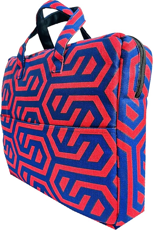 Laptop Bag With Red And Blue Geometric Linked Print FOR 13 TO 15 INCHES MACBOOK, IPAD AND WINDOWS LAPTOP