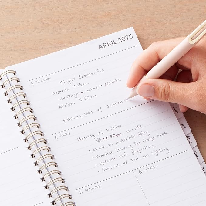 Blue Sky Weekly and Monthly Planner Calendar, Flexible Frosted Cover, Laminated Tabs, Wirebound, Storage Pocket, Bakah Blue (Bakah Blue- 2025, 5" x 8")