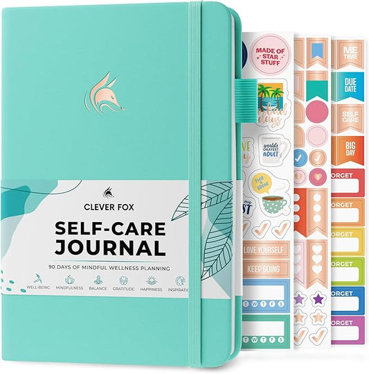 Clever Fox Self-Care Journal – Daily Reflection Notebook – Mental Health & Personal Development Planner, Meditation & Mood Log, A5 (Turquoise)