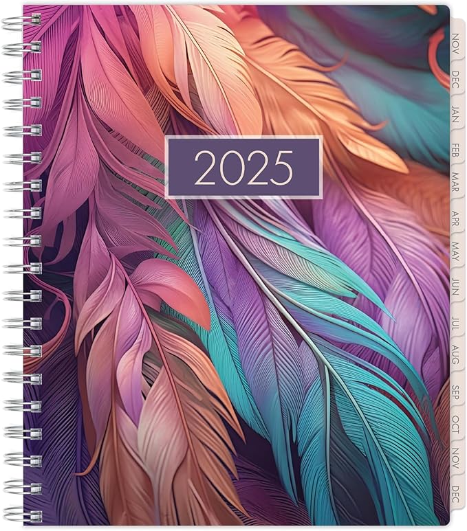 Essential PRO 2025 Daily, Weekly & Monthly Planner, 7"x9": 14 Months (Nov 2024 - Dec 2025) Monthly Tabs,Daily Tracking,Notes Pages,Storage Pocket,Bookmark w Sticky Notes (Pastel Peacock)