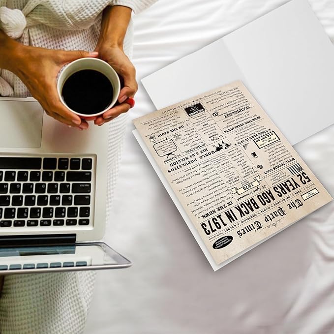 Funny 52nd Birthday Card for Her Him, Retro 52nd Birthday Decorations for Women Men Mom Dad, 52 Years Old Bday Gifts Ideas for Husband Wife