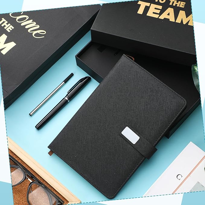SaieGlossy New Employee Welcome to The Team Gift Sets Notebook and Pen Welcome to The Team Box Employee Appreciation Gift Sets for New Office Worker(Black)