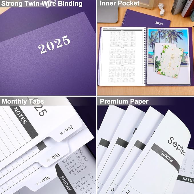 2025 Monthly Planner - Monthly Planner/Calendar 2025, JAN. 2025 - DEC. 2025, 9'' x 11'', 12-Months Planner with Monthly Tabs - Purple