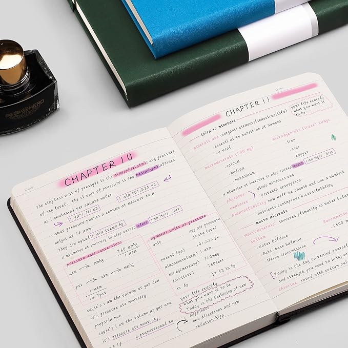 AHGXG Thick Journal Lined Notebook - 320 Numbered Pages Journal for Writing A5 Notebook College Ruled, 100gsm Lined Paper, Leather Hardcover, for Women Men Work Office School, 5.75'' X 8.38''-Black