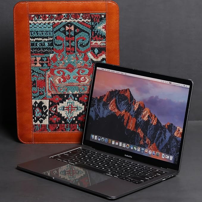 14 Inch Genuine Leather Laptop Sleeve for 14 Inch MacBook Pro/Max M3 M2 M1 Notebook Laptop Case,Laptop Sleeve Cover for 14 Inch Notebook,Mac Travel Case, Laptop Protective Pouch,Brown