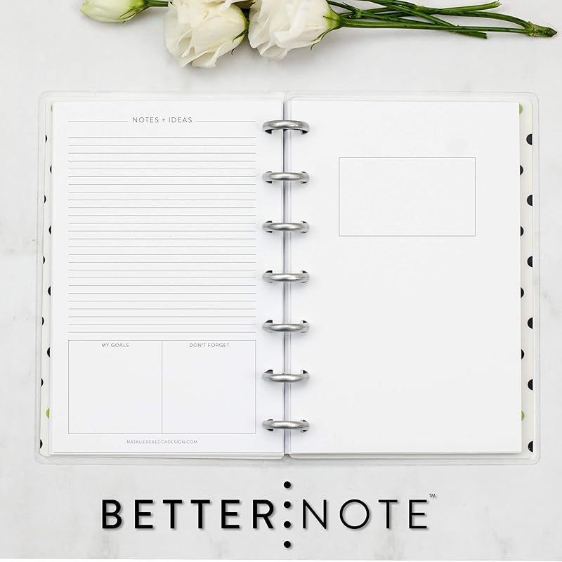 BetterNote Horizontal Undated Calendar Refill Pages for Disc Notebook, fits The Happy Planner, Discbound Levenger Circa, Staples Arc, TUL (Classic- 6 months, 7-Disc, 4.6”x7”)