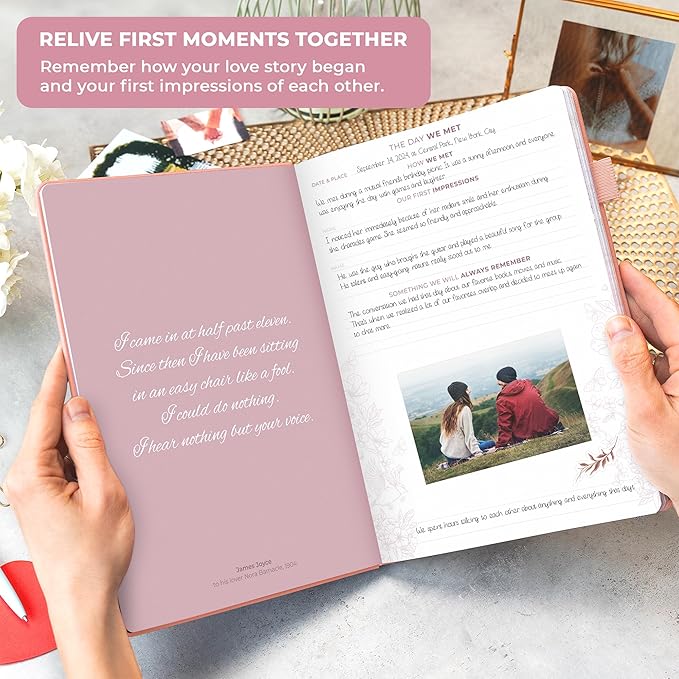 Clever Fox Anniversary Journal – Couple Memory Book & Photo Album with Writing Space – Wedding, Bridal Shower & Married Couple Gifts (Peach Pink)