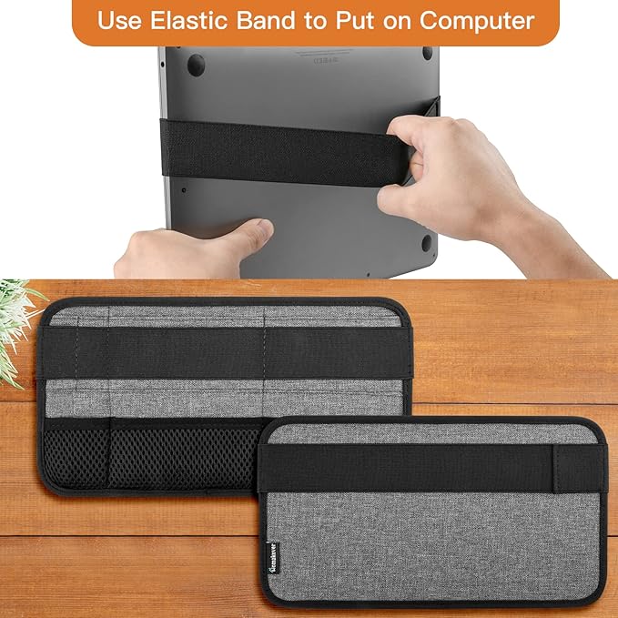 Laptop Tech Organizer, Portable Office Organizer, Travel Cable Organizer, Electronics Organizer Attachable to Laptop for Holding Laptop Mouse, Power Bank, USB Adapter, Charger, Cellphone - GRAY