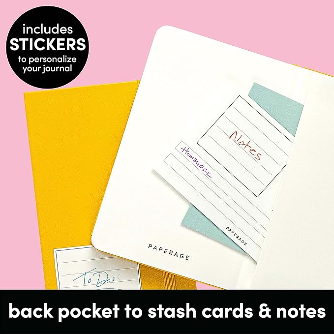 PAPERAGE Lined Pocket Journal Notebook, 2 Pack, (Black), 160 Pages, Small Notebook, 3.6 inches x 5.6 inches - 100 GSM Thick Paper, Hardcover