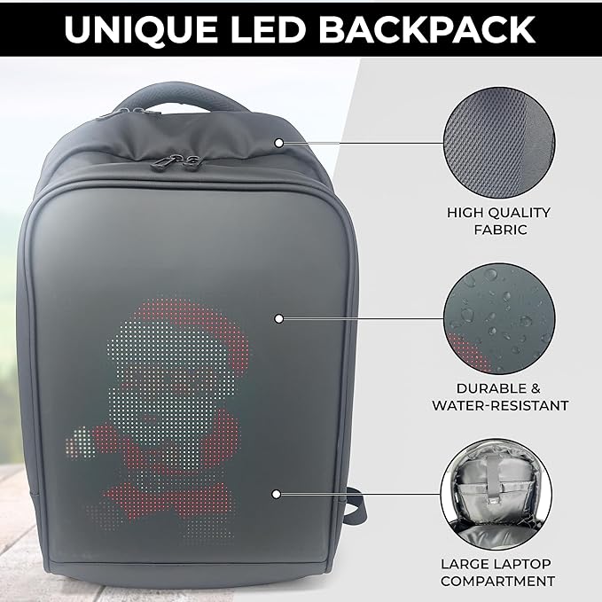 LED Backpack, LED Bag, LED Backpack with Programmable Screen, Carry-On Backpack, Digital Backpack, LED Bookbag, Video Backpack, laptop Backpack for women and men, Motorcycle Backpack