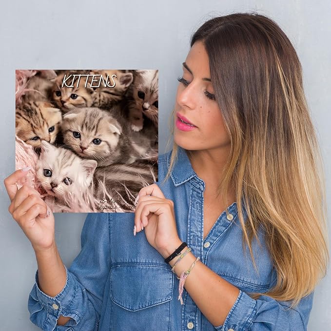 2025 Wall Calendar,Calendar 2025,Kittens Monthly Wall Calendar, 12" x 24" Open,Family Planner Calendar Jul.2024 - Dec.2025 Organizer with Cute kittens Images, for Kitty Cats Lovers