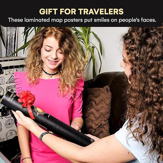 InnovativeMap Scratch Off World Map Poster and Detailed United States Map, Includes Complete Accessories Set and All Country Flags, World Maps for Wall, Fun Gifts for Travelers