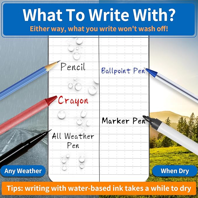 3 Pack Waterproof Notebook, 3 x 5 Pocket Notepad, All Weather Small Pocket Notebook Stone Paper, Mini Spiral Notepad Police Notepad 100 Lined Pages for Outdoor Office