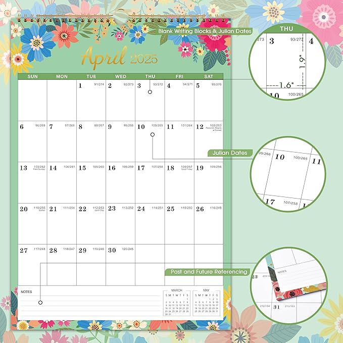 2025 Wall Calendar - Calendar 2025, 12 Monthly Wall Calendar 2025 from Jan. 2025 - Dec. 2025, 12" x 17", Perfect for Home & Office Planning