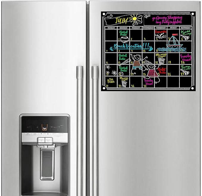 Fanse Monthly Magnetic Calendar for Refrigerator and Marker Set 18" x 14", Magnetic Fridge Calendar, Monthly Planner Blackboard Organizer Agenda Memo for Home, Grocery, Kitchen, Classroom, Dorm Room