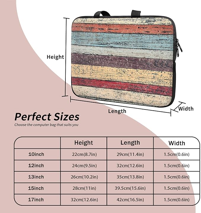 Laptop Sleeve Case Bag 15 inch, Retro Wood Slim Carrying Case Durable Handbag Travel Laptop Bag for 15 inch MacBook Air M3/M2/15 Pro/Surface Laptop 7/6/5/4/3/ Dell XPS 15 Plus