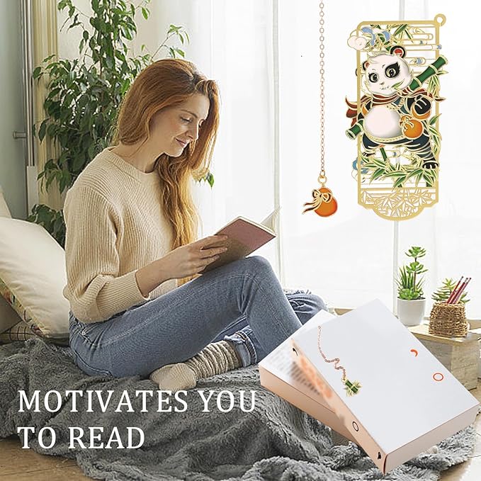 JinYeZi-Metal Bookmark, Cute Panda Design, Creative Bookmark Suitable for Book Lovers and Students, Unique Design is an Excellent Choice for Teacher's Day Gifts/Christmas Gifts/Book Lovers Gifts