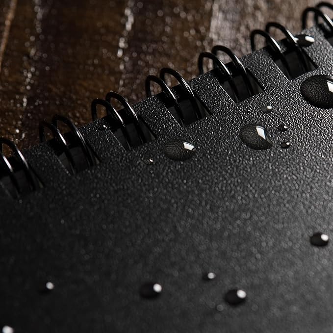 Rite In The Rain Weatherproof Side Spiral Notebook, 4.625" x 7", Black Cover, Universal Pattern, 3 Pack (No. 773L3)