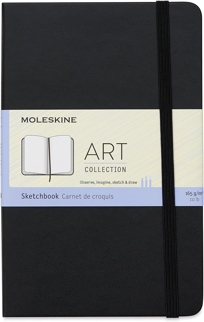 Moleskine Art Sketchbook, Hard Cover, Medium (4.5" x 7") Plain/Blank, Black, 88 Pages