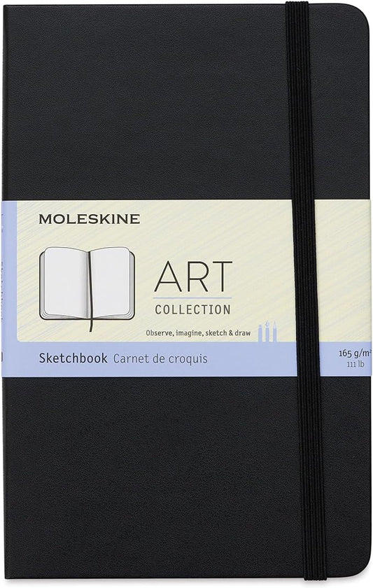 Moleskine Art Sketchbook, Hard Cover, Medium (4.5" x 7") Plain/Blank, Black, 88 Pages
