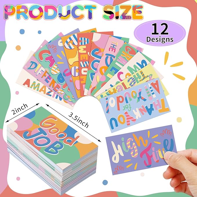 Yeaqee 240 Pcs Employee Appreciation Kudos Cards Funny Blank Back Motivational Card Encouragement Thank You Note Recognition Card for Teacher College Affirmation Gift(Colorful)