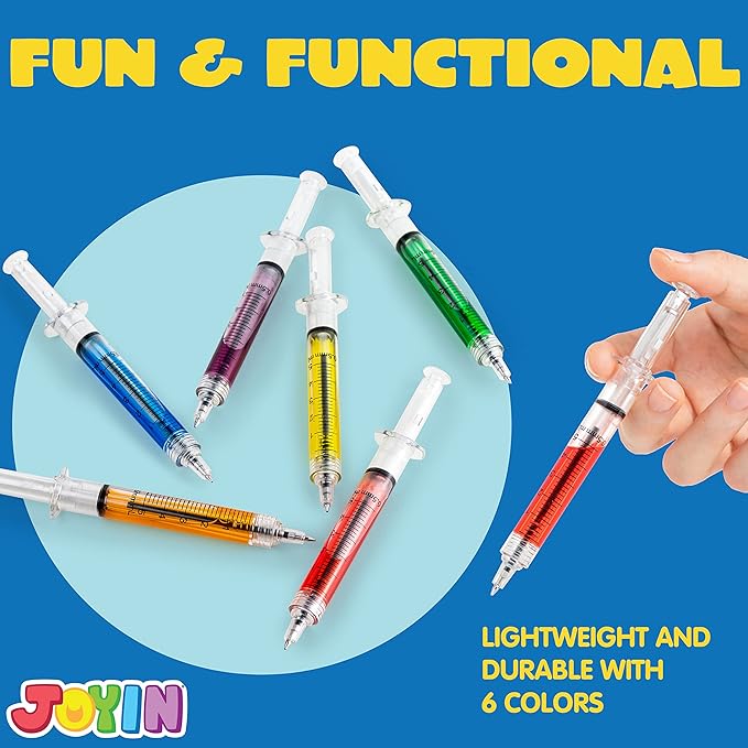 JOYIN 36pk Retractable- Syringe Pens Bulk Party Favors Fun Nurse Pens, Multi Color Novelty Pens, Nursing School Supplies, Halloween Party Favors