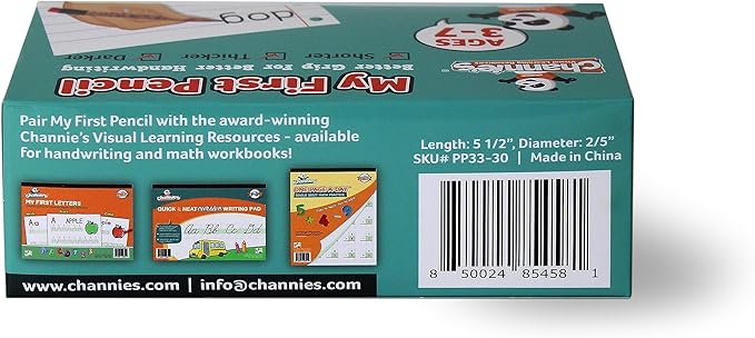 Channie's Extra Thick Pencils for Kids - Ideal for PreK and Kindergarteners Learning Handwriting - Box of 30 Pencils, Perfect for Classroom Prizes and School Supplies - Wooden