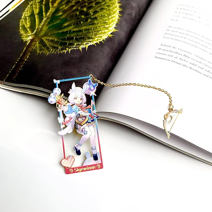Genshin Impact Sigewinne Metal Bookmark - Anime Figure Merch with 3D Display Box - Birthday Gifts for Fans Friends Gamer Book Lovers - Zllada