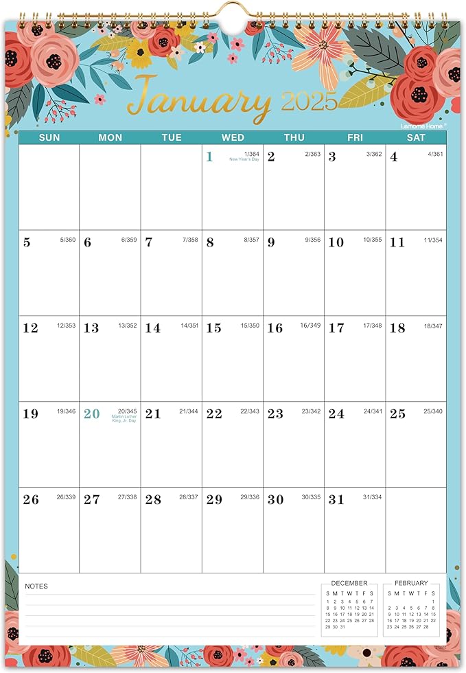 2025 Wall Calendar - Calendar 2025, 12 Monthly Wall Calendar 2025 from Jan. 2025 - Dec. 2025, 12" x 17", Perfect for Home & Office Planning