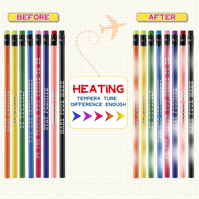 Epakh 100 Pcs Inspirational Pencils Color Changing Pencils Bulk with Eraser HB Wooden Pens Gift for Kids Students Classroom Christmas Party(Mixed Colors,Classic Style)
