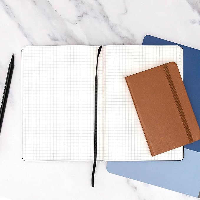 PAPERAGE Graph Paper Spiral Notebook & Journal, (Blush), 160 Pages, Medium 5.5 inches x 8 inches - 100 GSM Thick Graphing Paper, Hardcover, Double-Wire Grid Spiral Notebook