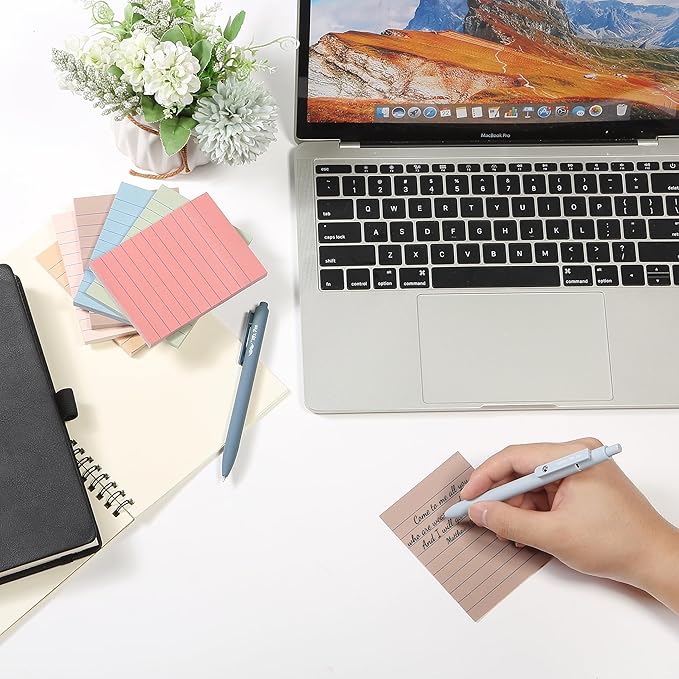 Mr. Pen- Lined Sticky Notes, 1.5"x 2", 6 Pads, 60 Sheets/Pad, Vintage Colors, Small Sticky Notes with Lines, Sticky Note Pads, Sticky Pads, Mini Sticky Notes Lined, Mr Pen Sticky Notes Small