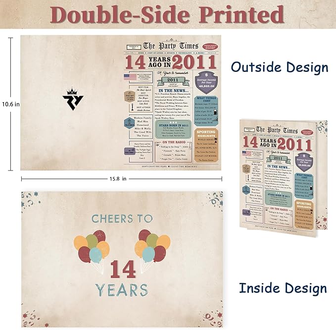 14th Birthday Card Gifts for Girls Boys, 14 Year Old Boy Girl Gifts, 14 Birthday decorations for Son Daughter from Dad Mom