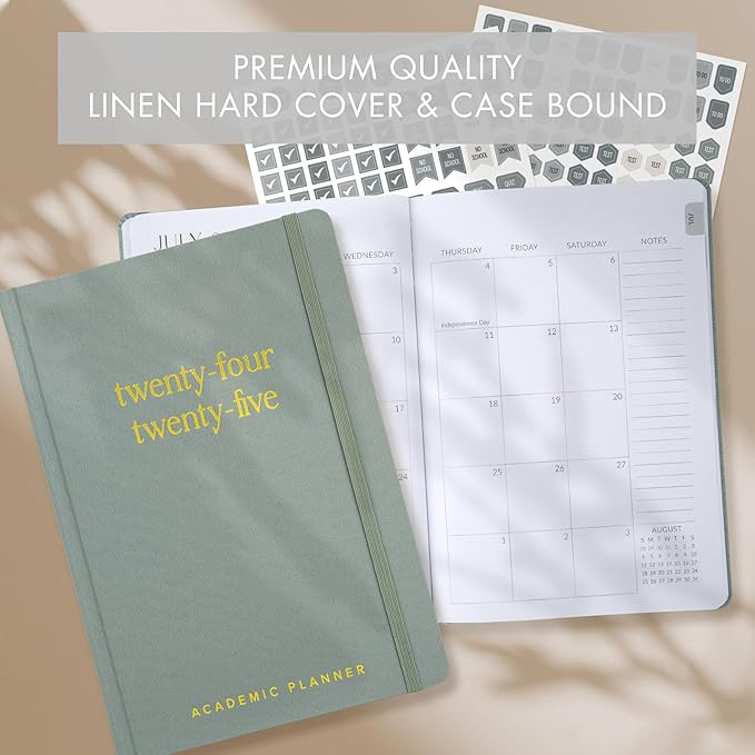 Beautiful 2024-2025 Academic Planner - A 6.7" x 9.7" Daily Planner for Women or Men with Weekly & Monthly Spreads For The 24-25 School Year - Runs From July 2024 - June 2025