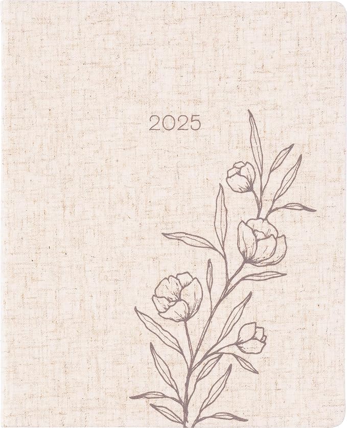 Eccolo 2025 Large Agenda Planner, 12 Month, Yearly, Monthly & Weekly Views (Linen Flexi-Cover - 8 x 10")