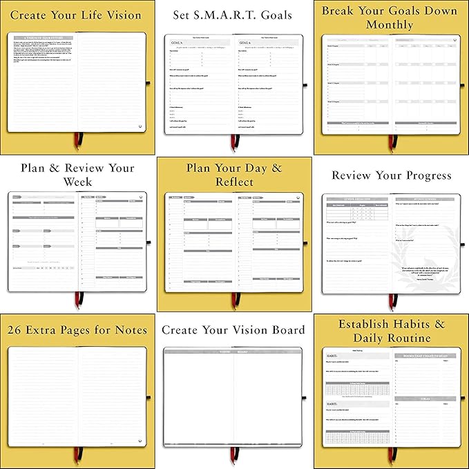 The Phoenix Planner - Best Daily Calendar and Agenda for Goal Setting, Boost Happiness and Productivity - Gratitude Journal, Habit Tracker, Quarterly Business Planner - 6 Months, Undated (Crimson)