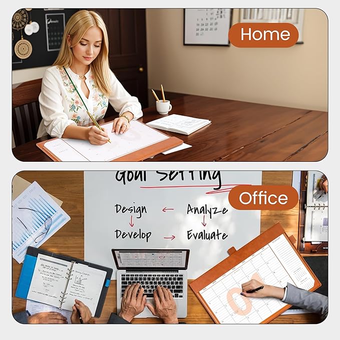 Desk Calendar 2025-2026,24 Month Wall Calendar from Jan 2025-Dec 2026, Large Desk Calendar 17" x 12" with To-Do Lists, Leather Desk Pad Calendar with PVC Cover for Home School and Office,Brown