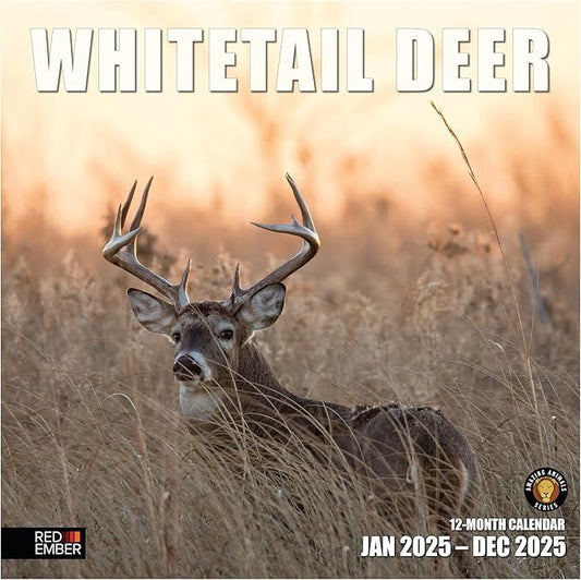 RED EMBER Whitetail Deer 2025 Wall Calendar 12 Month | 12" x 24" Open | Thick & Sturdy Paper | Giftable | Calendar 2025