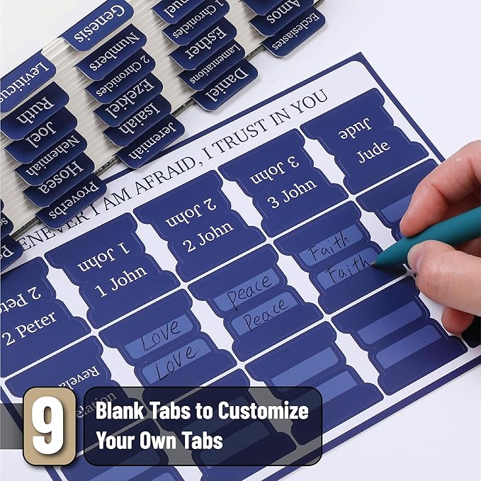 Mr. Pen- Bible Tabs, 75 Tabs, Sapphire Blue, Laminated Bible Tabs for Women and Men, Bible Tabs for Study Bible, Bible Index Tabs, Bible Book Tabs, Bible Labels Tabs, Mr Pen Bible Tabs