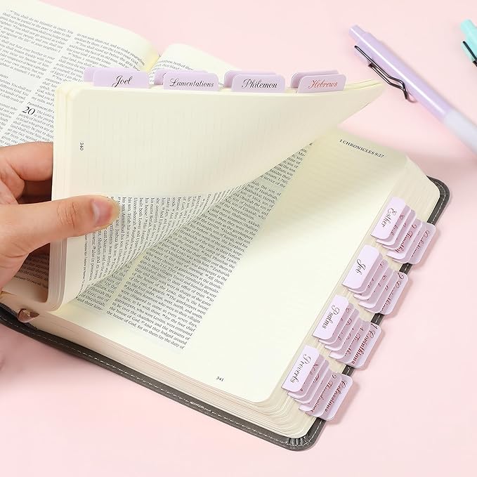 Mr. Pen- Bible Tabs, 75 Tabs, Baby Pink, Bronze Foil Embossed Lettering, Laminated Bible Tabs for Women and Men, Bible Tabs for Study Bible Index Tabs, Bible Book Tabs, Bible Labels Tabs