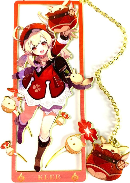 Genshin Impact Klee Metal Bookmark - Anime Figure Merch with 3D Display Box - Birthday Gifts for Fans Friends Gamer Book Lovers - Zllada