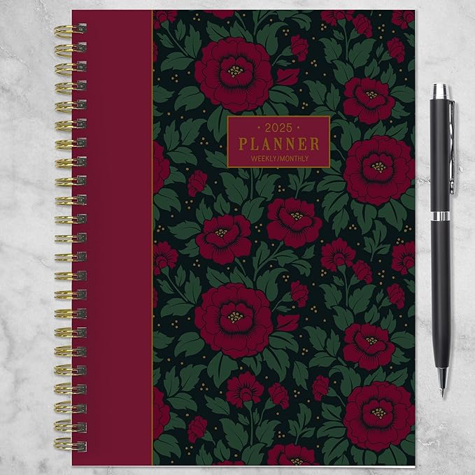 TF PUBLISHING 2025 Victorian Blooms Medium Weekly Monthly Planner Case of 32 - Goals & Task Trackers - Planner Monthly and Weekly with Organizer Stickers - 12 Month Calendar Planner - 6.5" x 8"