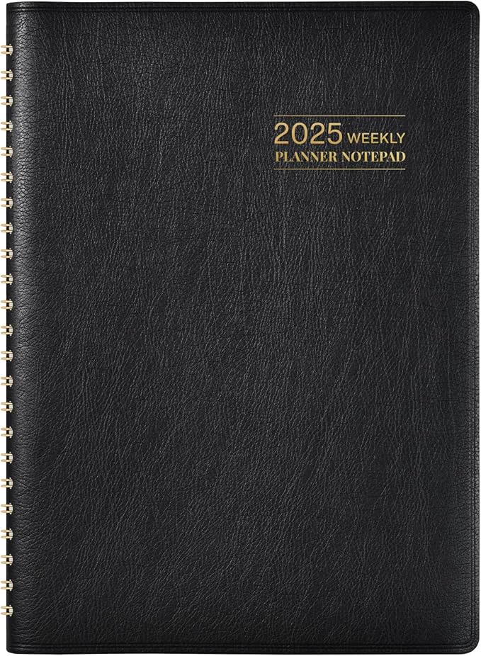2025 Planner - 3-Layer Down Weekly & Monthly Planner Notepad, 8.5'' x 6.4''(A5 Size), JAN 2025 - DEC 2025, Appointment Book, 60 Minutes Intervals, Monthly Tab, Spiral Bound, Back Pocket, Julian Date