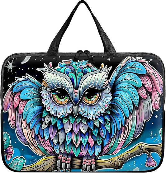 Laptop Sleeve Case Bag 15 inch, Owl Blue Slim Carrying Case Durable Handbag Travel Laptop Bag for 15 inch MacBook Air M3/M2/15 Pro/Surface Laptop 7/6/5/4/3/ Dell XPS 15 Plus