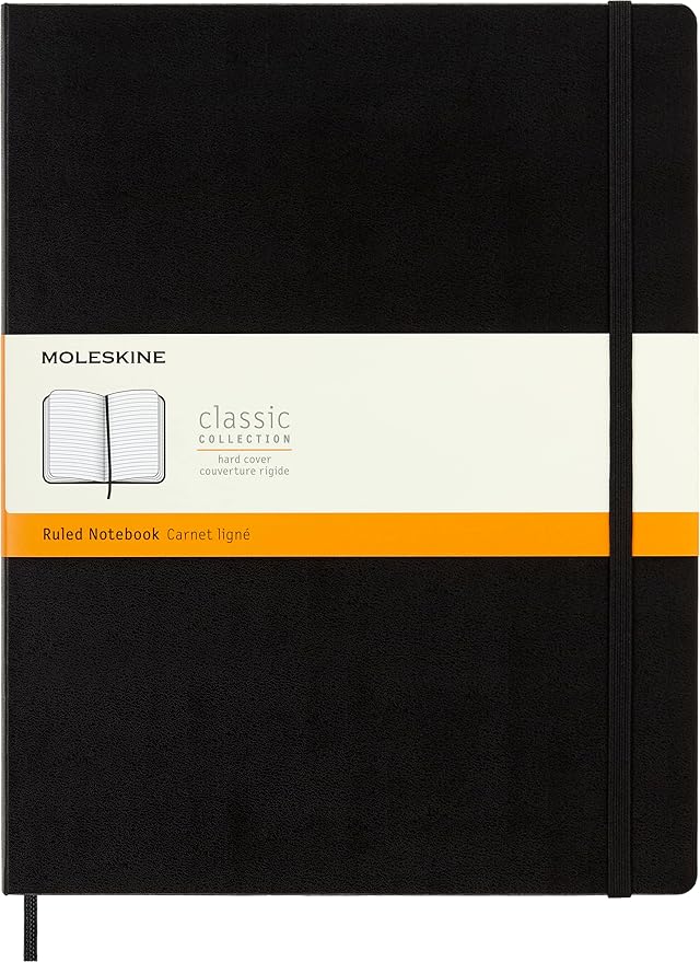 Moleskine Classic Notebook, Hard Cover, XXL (8.5" x 11") Ruled/Lined, Black, 192 Pages