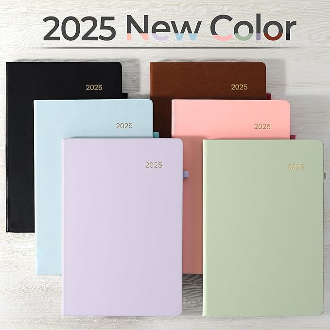 SUNEE 2025 Weekly & Monthly Hardcover Planner 8" x 11" - 12 Month (January 2025 - December 2025), Small Hardcover Planner, Pocket, Notes, 100 GSM Paper, Brown