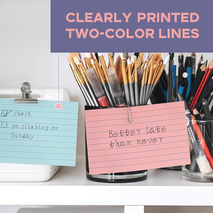 Colored Lined Index Cards 3x5 Ruled-Goefun 300 Sheets Lined Note Cards 3 x 5 Color Flashcards for Studying, Note Taking, To Do List
