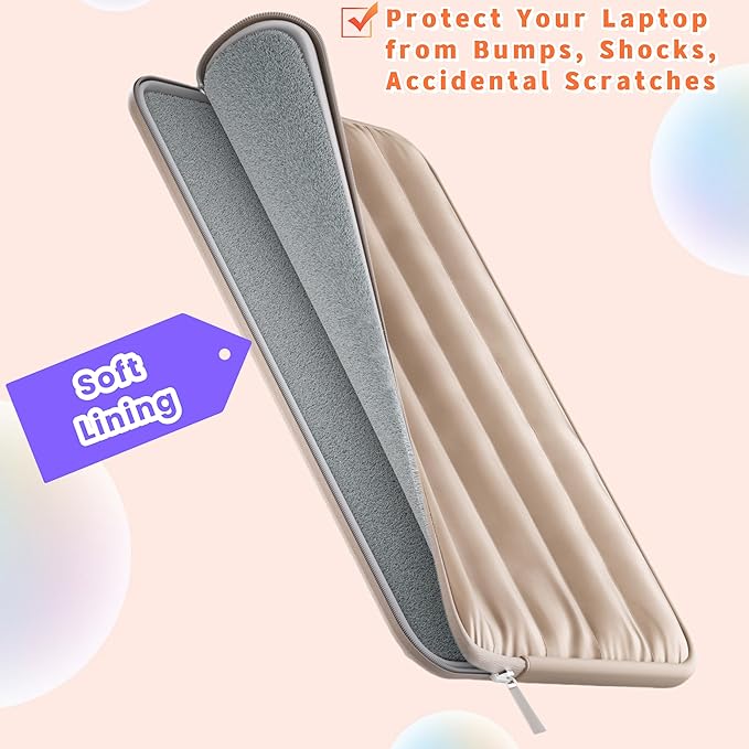 LS-M Puffy 13-14 Inch Laptop Sleeve Case for Women Men Cute Carrying Cover Compatible with MacBook Air M2, MacBook Pro 14 Protective Portable Case (Mint Green, 13-14inch)